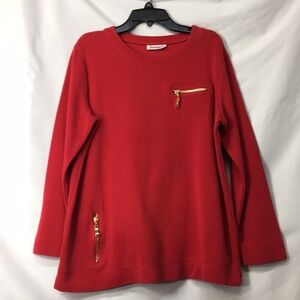 Serengeti Women’s Red Sweater with Gold Zippered Pockets Size M GREAT Condition